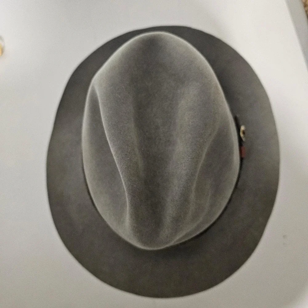 Stetson Weekender Fedora Hat Moss Green Felt Feather Band Indiana Jones 7 1/8